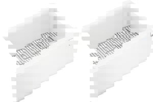 35-11/16 x 21-3/16 in. No-Hole Neoroc Single Bowl Farmhouse and Undermount Kitchen Sink in Matte White